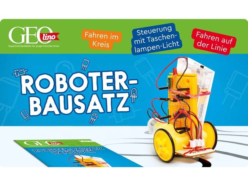 Franzis Experimentierkasten GEOLINO Roboter-Bausatz, Deutsc Roboter Experimente für Kinder ab 10 Jahren