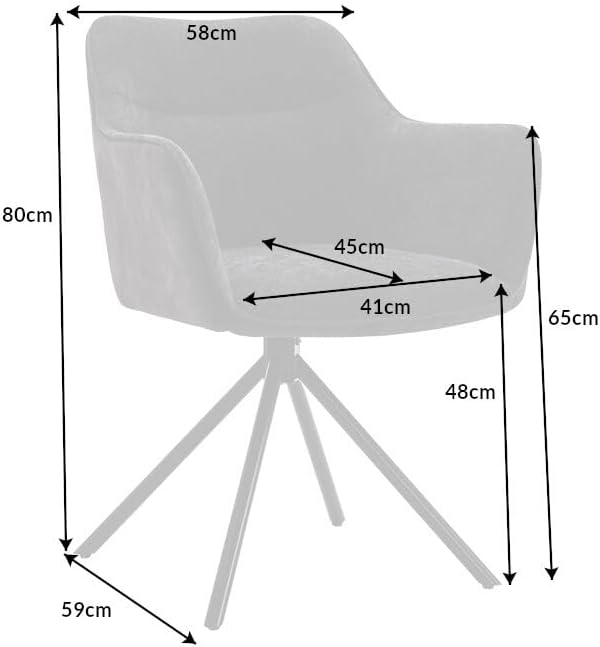 Riess Ambiente Drehbarer Stuhl Verona dunkelgrau Samt Strukturstoff mit Armlehne Metallbeine schwarz Esszimmerstuhl Küchenstuhl