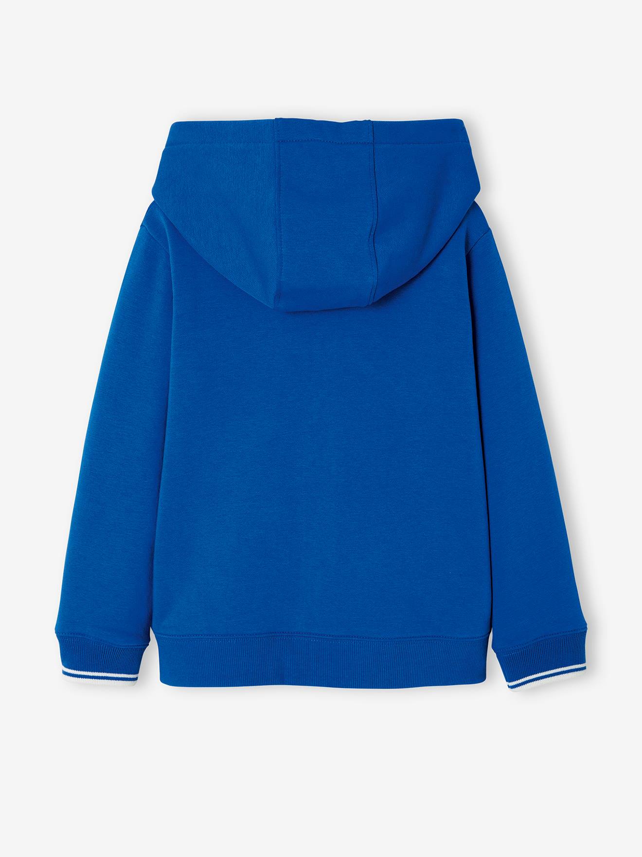 Moletom esportivo infantil Play Ground com zíper, azul escuro liso com estampas.