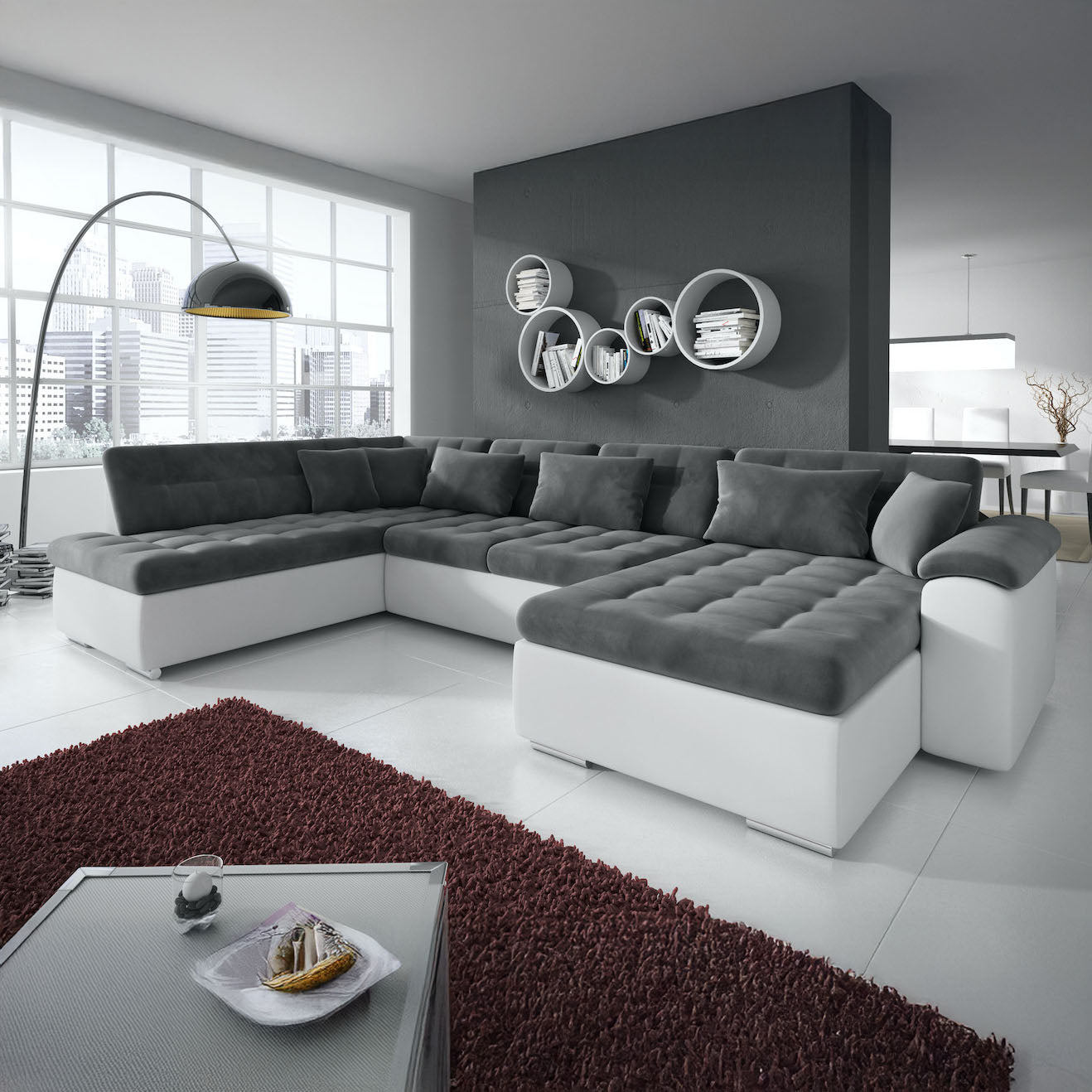 Nicoreta - Hoekbank 5-zits met chaise longue - Velvet grijs - Rechts