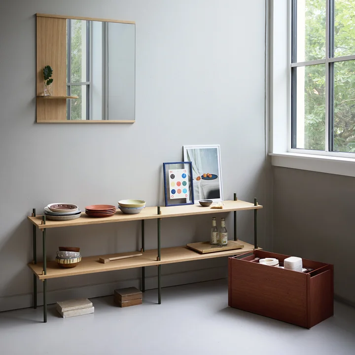 Moebe -  Deckel für Aufbewahrungsbox, 28 x 60 cm, Eiche / earthy red