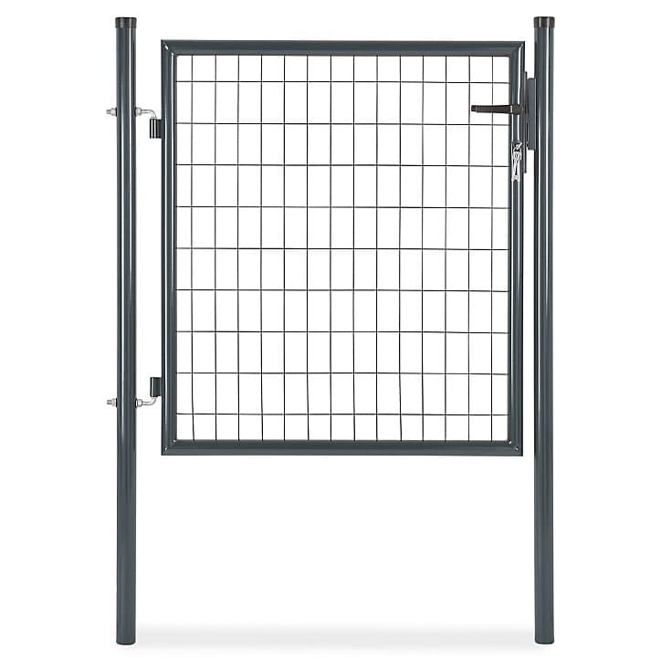 Portillon pour clôture grillagée à poteaux ronds gris 100 x h.100 cm