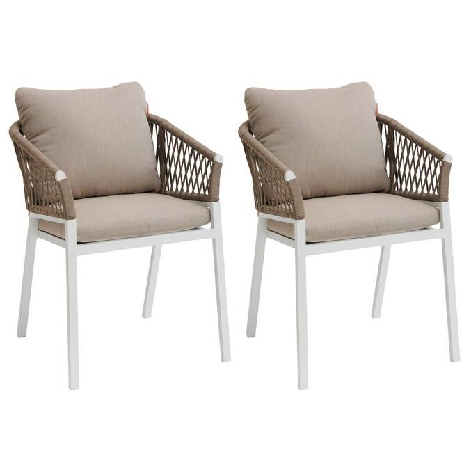Lot de 2 fauteuils de jardin ORIENGO Taupe & Blanc