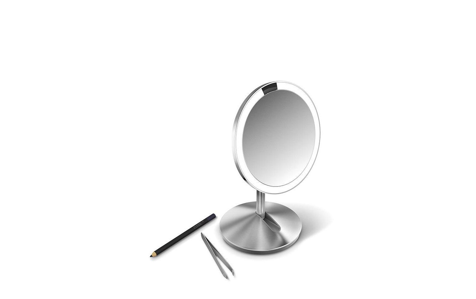 Kosmetikspiegel mit Sensor 12 cm Silber<br>Beleuchteter Spiegel, Ø 12 cm