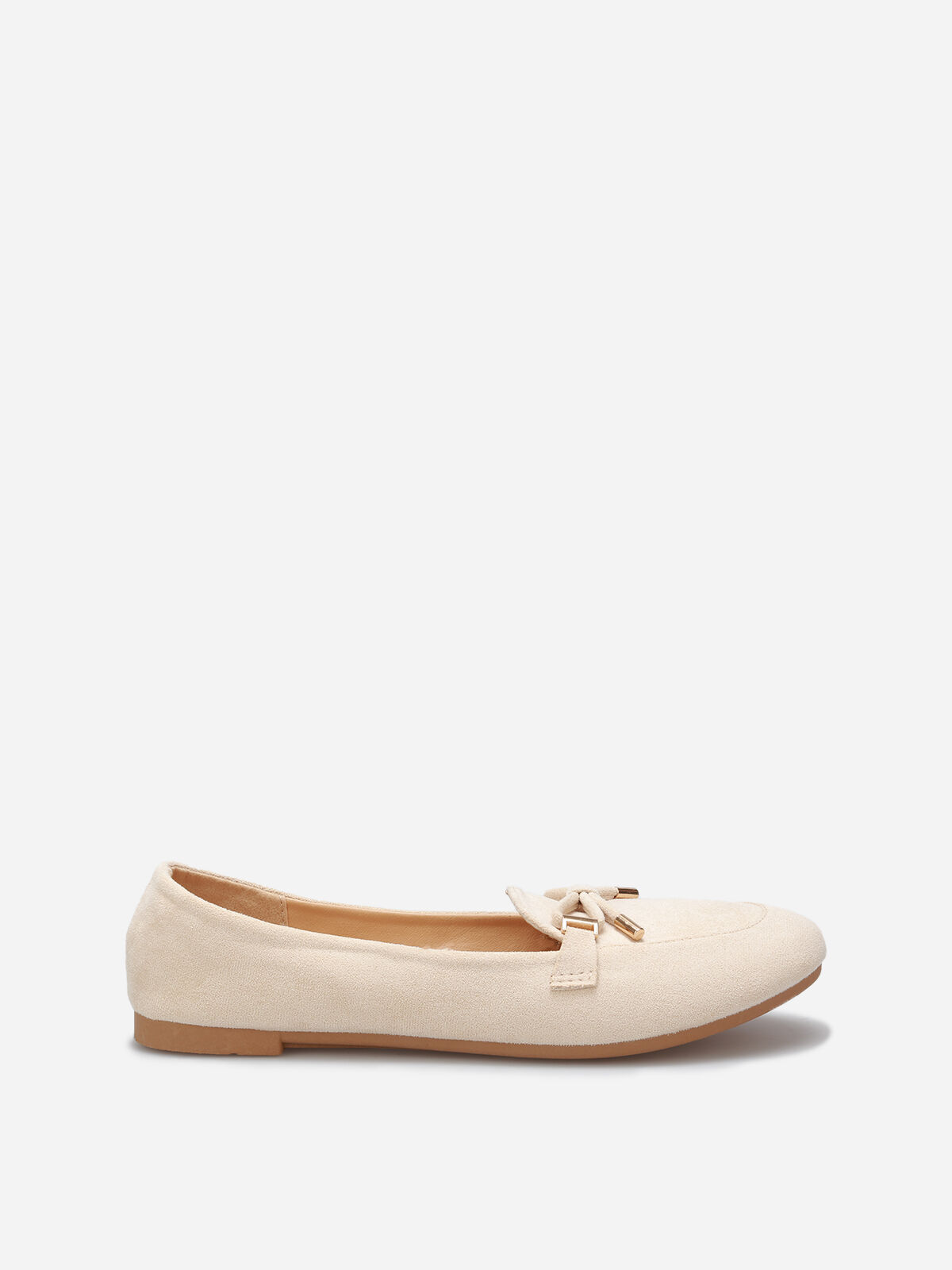 Mocassins en suédine à nœud grandes tailles- Beige