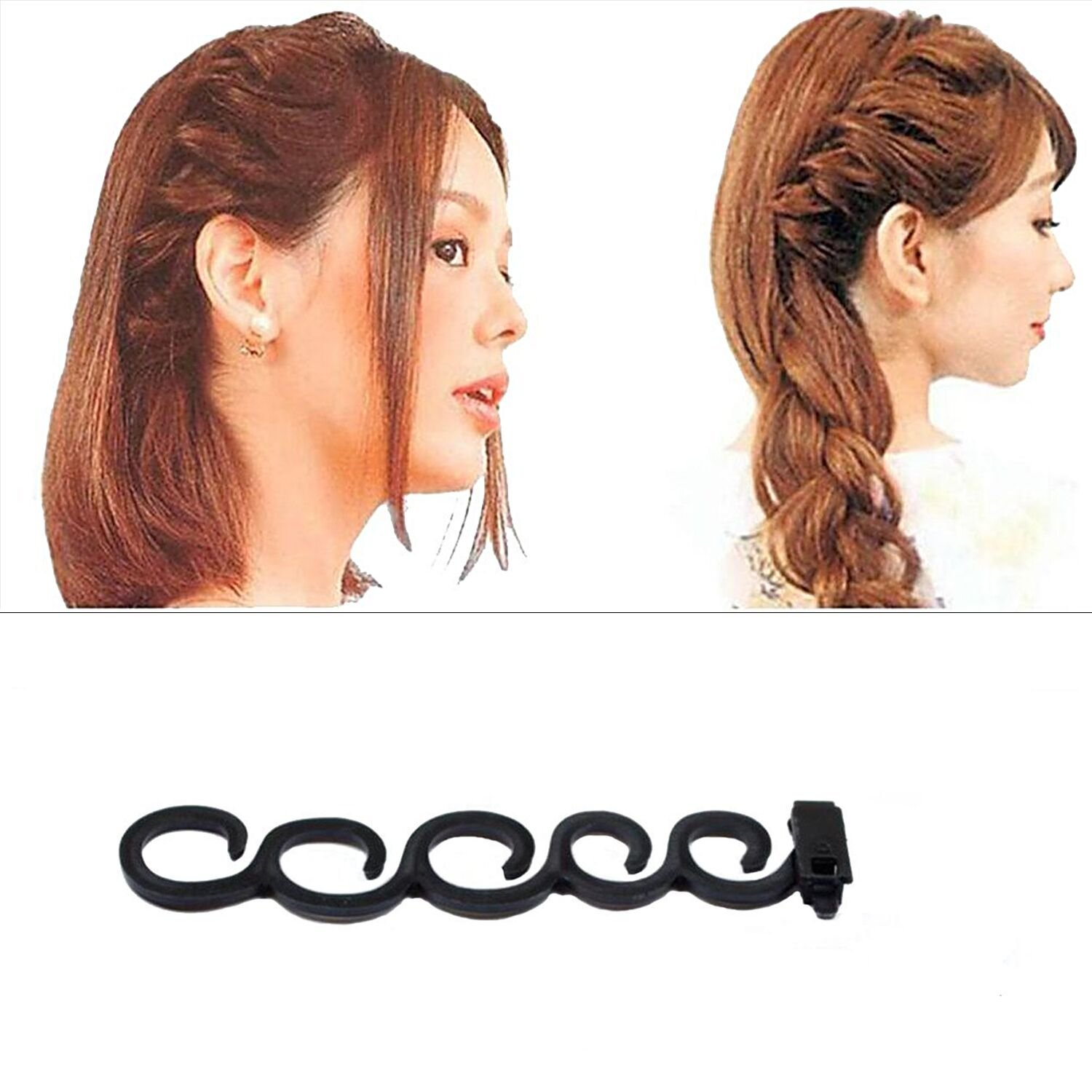 (48-tlg. Set) Frisur Dutt Maker Flecht Hilfe Haargummis / Clips Diverse Styling Hilfsmittel - Schwarz