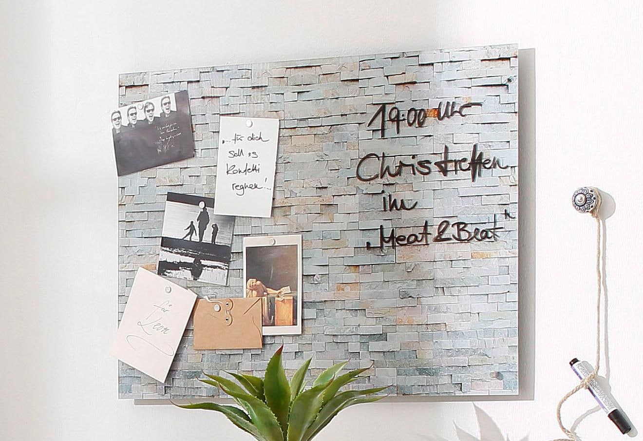 Home affaire Magnettafel »Stone Wall« Memoboard, Acrylglas, Stein, magnetisch, Tafel