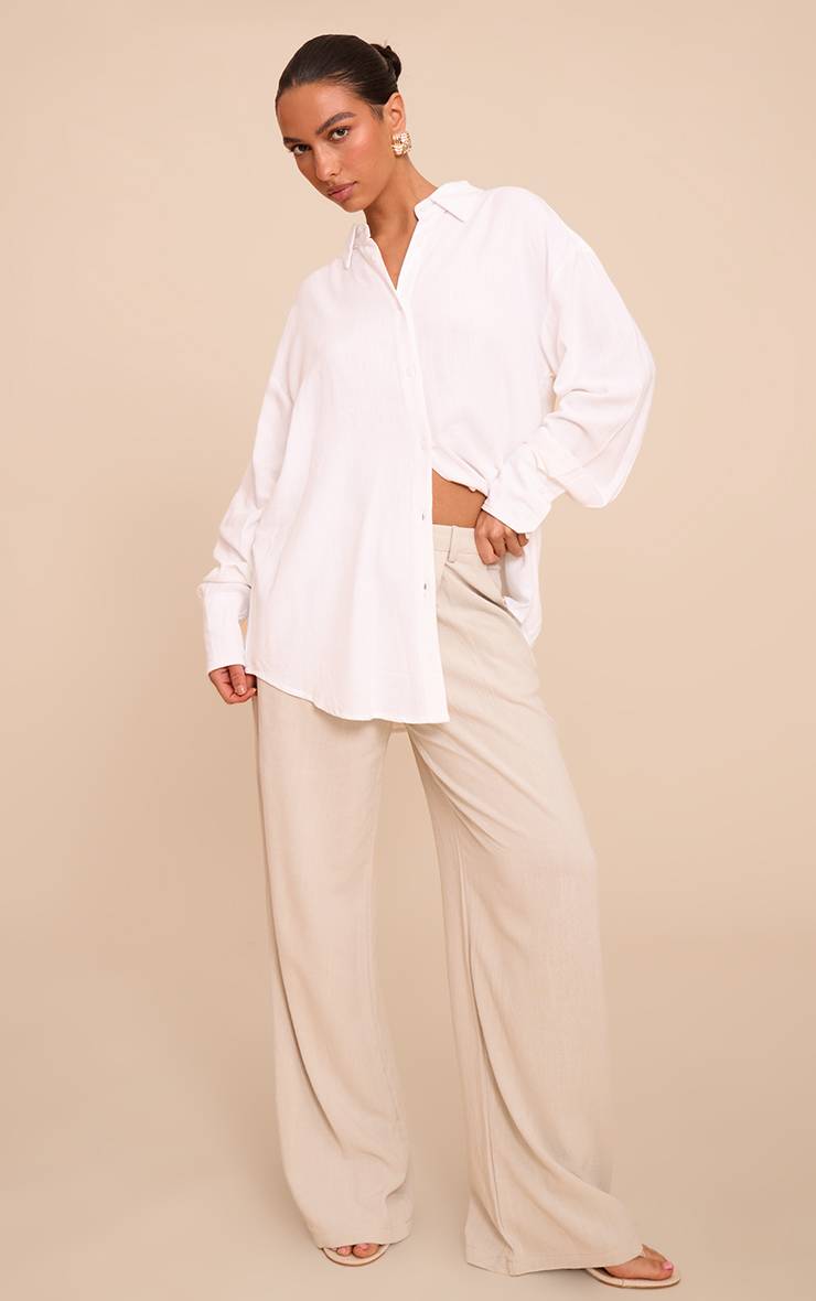 Blanc Chemise Oversize Ample Effet Lin