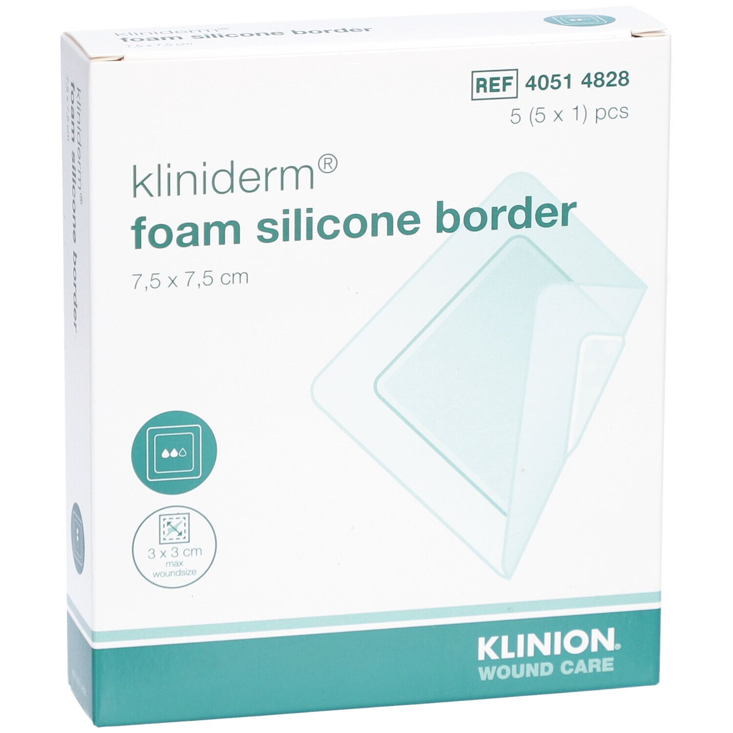 Kliniderm Foam Silicone Lite Schaumverband mit Rand 7,5x7,5cm