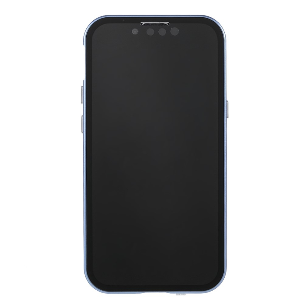 iPhone 13 Magnetische Alu Schutzhülle mit Panzer Glas Backcover   Privacy Displayschutz (Magnet-Technologie) - Blau