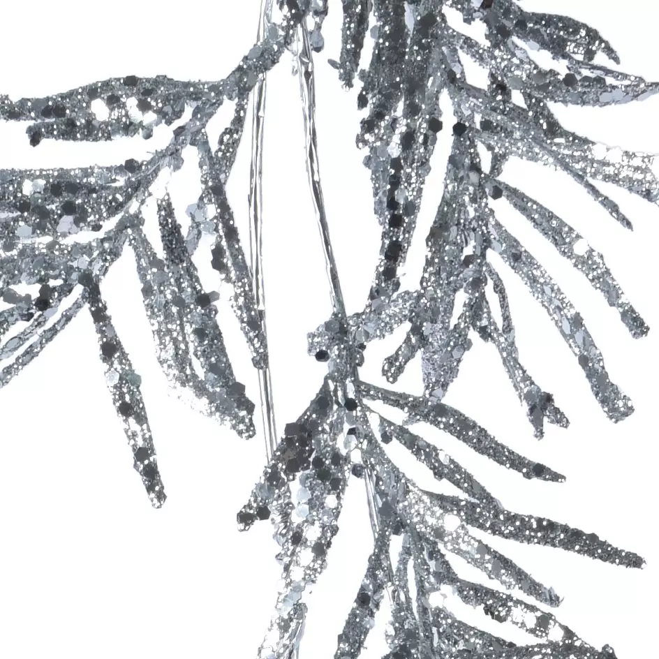 Guirlande de feuille (150 cm) Glacier Argent