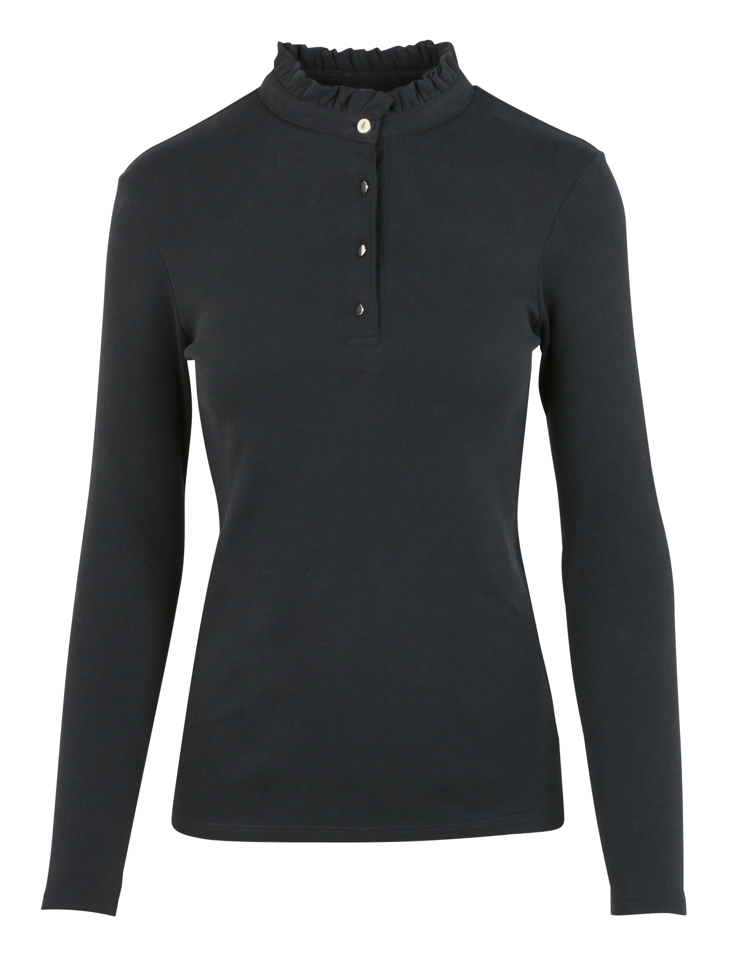 Tee-shirt col victorien en coton | Noir