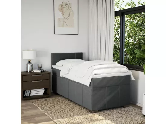 Sommier à lattes de lit et matelas Gris foncé 90x190 cm Tissu
