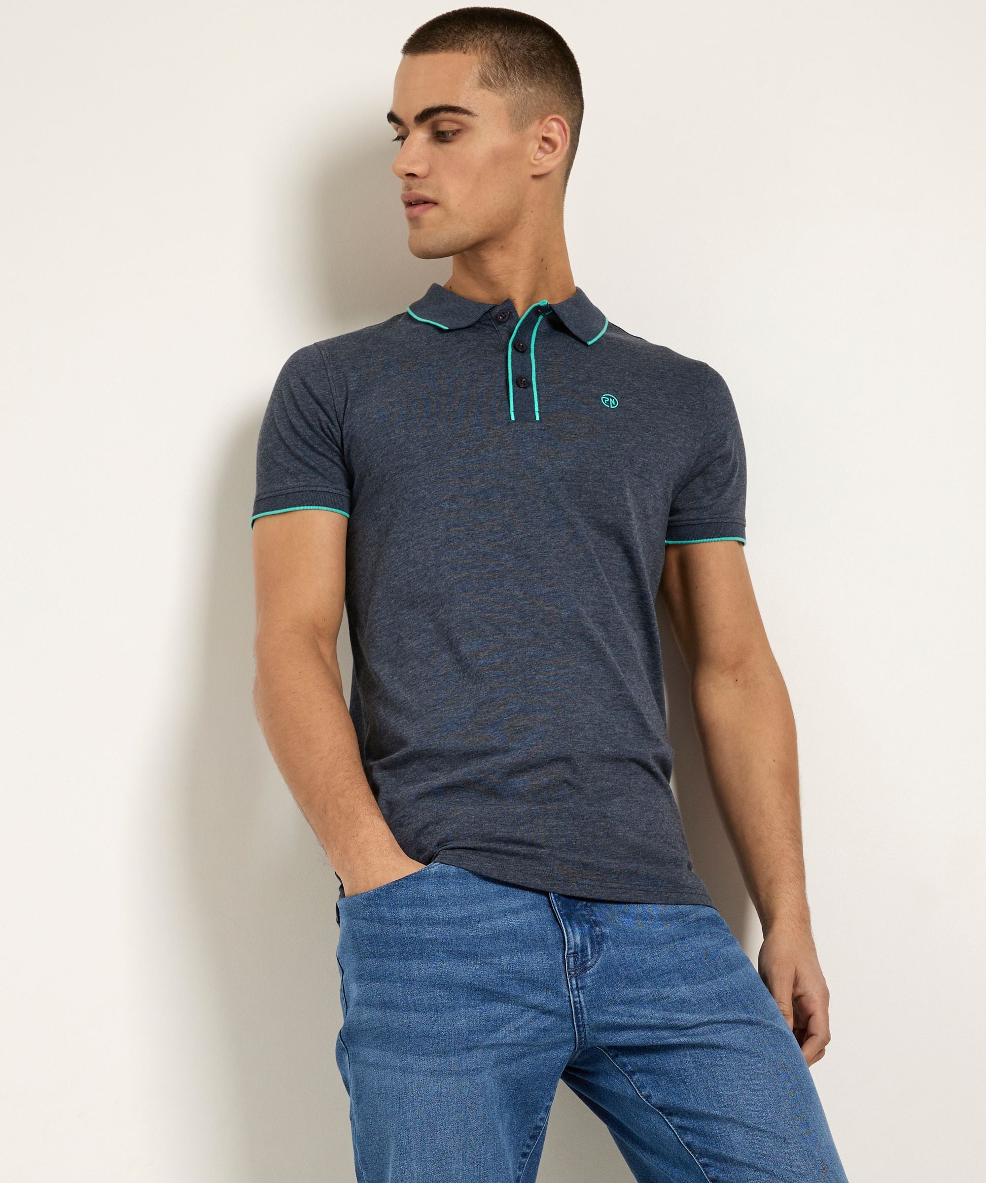 polo met contrast naden