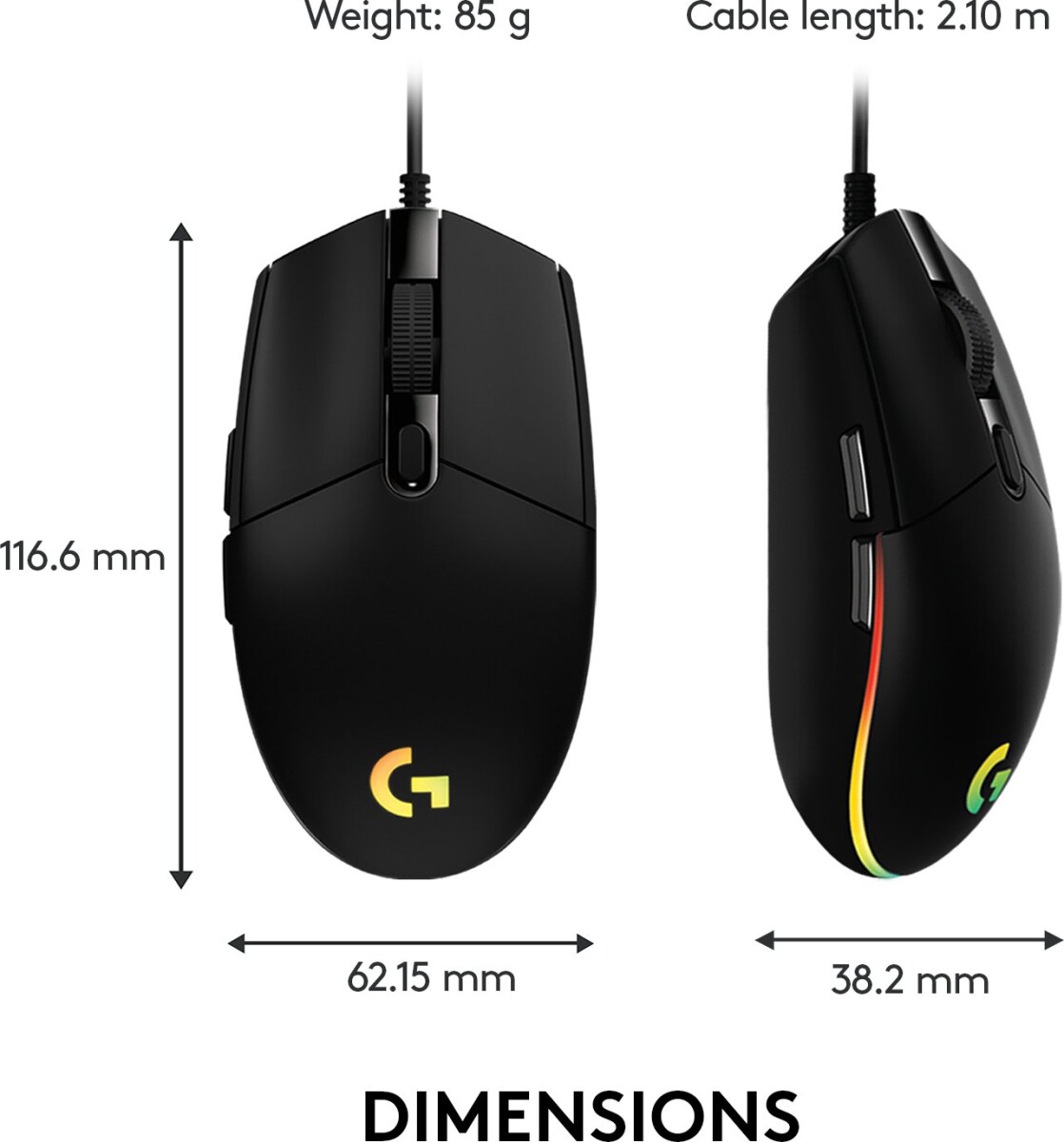 Logitech G203 - Lightsync Gaming Mus - Sort
