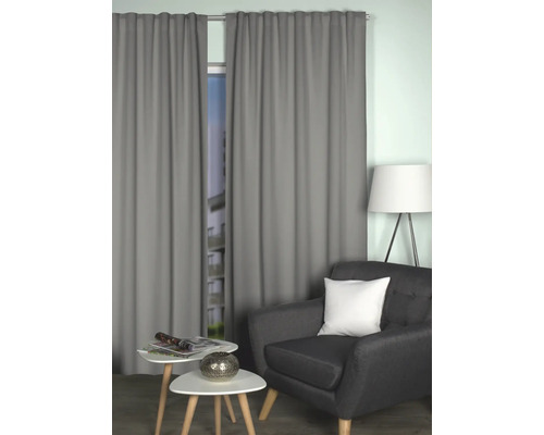 Gordijn met universele tape Zwartgrijs 135 x 245 cm brandvertragend