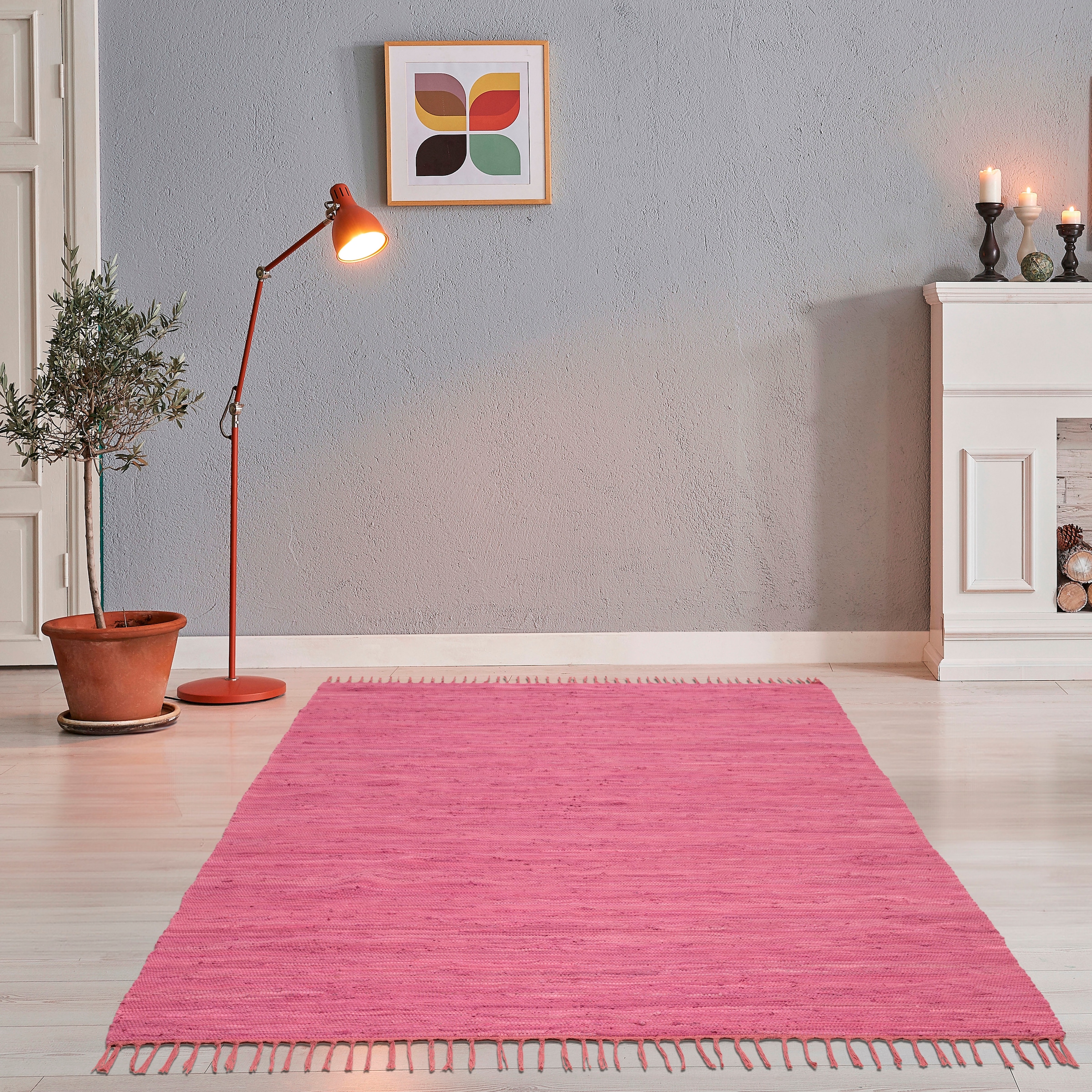 THEKO Teppich »Happy Cotton Fleckerl, handgewebt« rechteckig 5 mm Höhe Flachgewebe, reine Baumwolle, meliert, mit Fransen, auch als Läufer