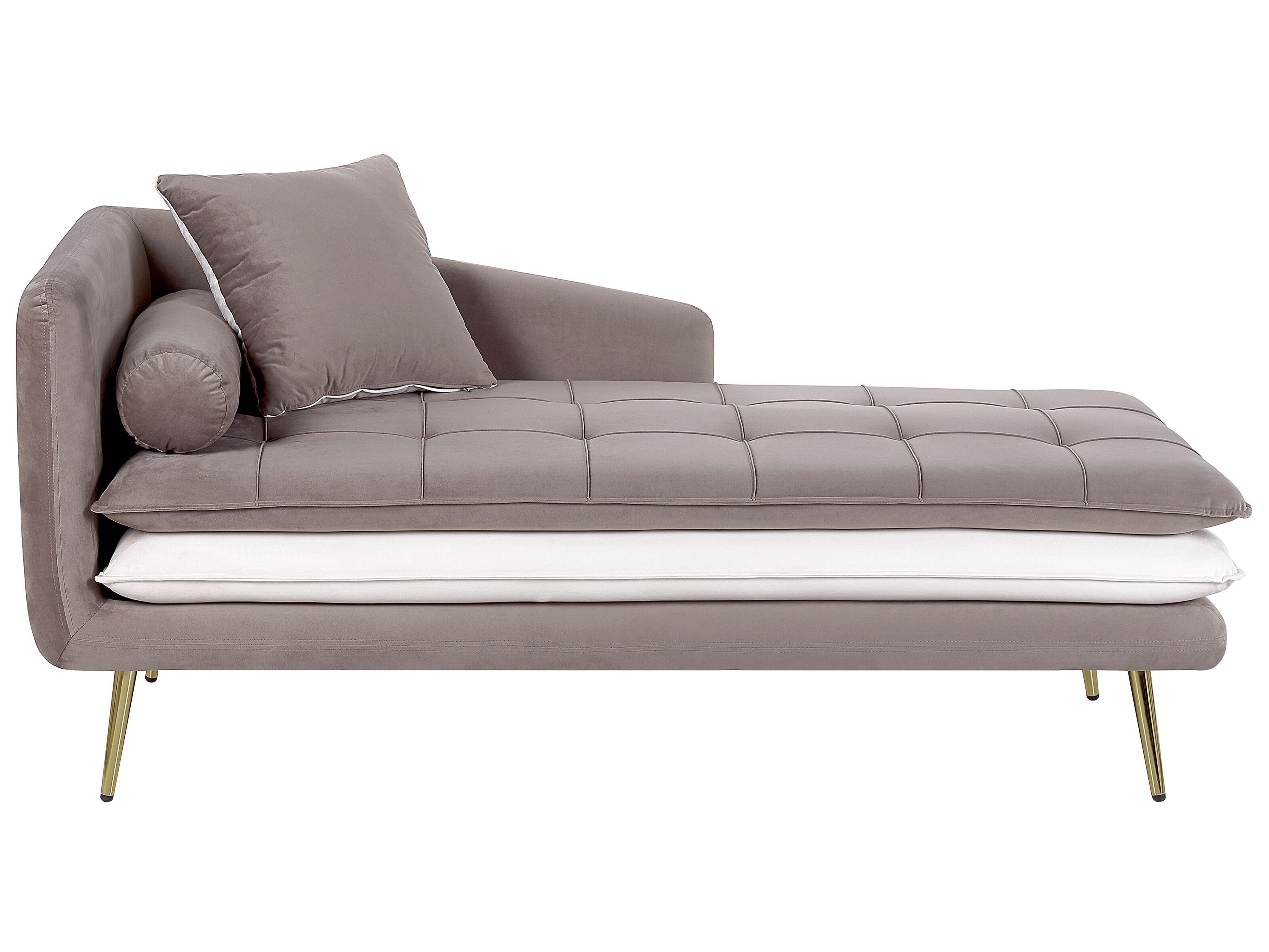 Linkszijdige chaise longue GONESSE Fluweel Lichtbruin