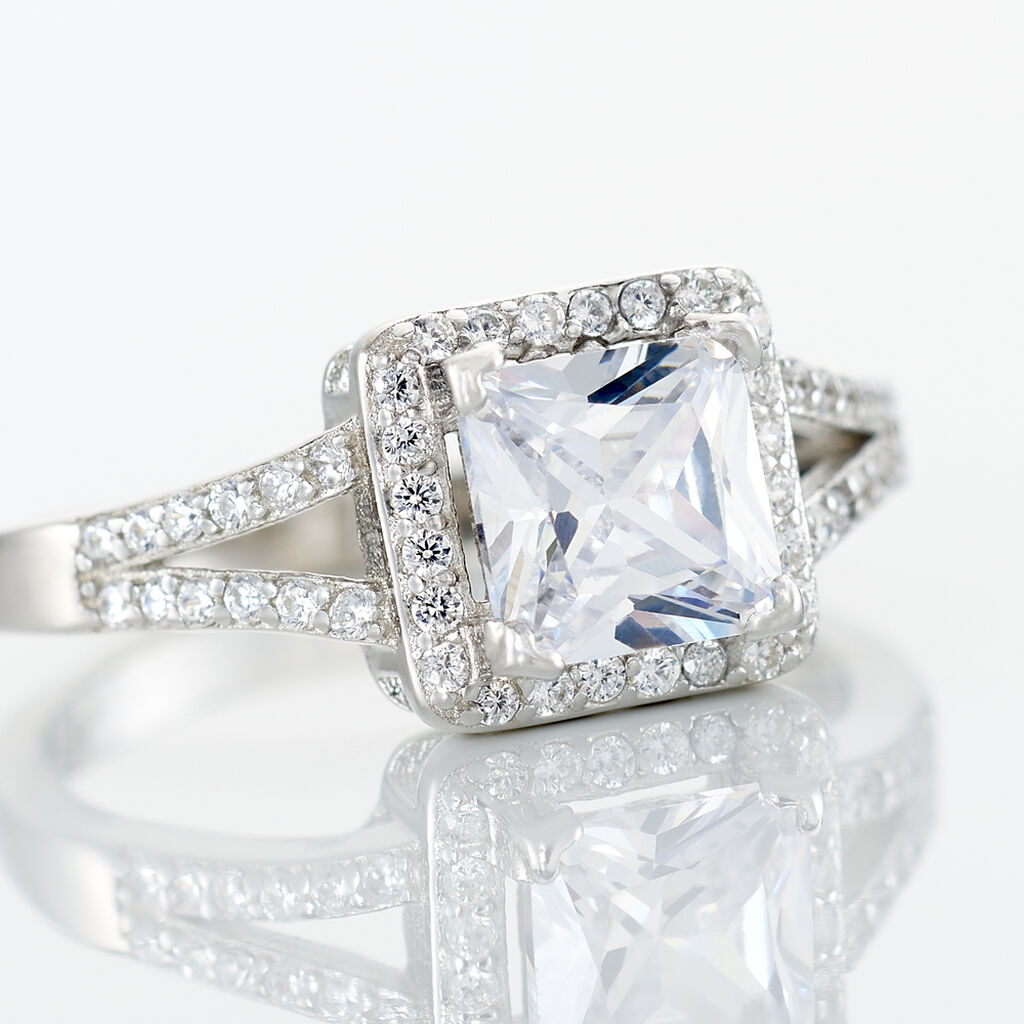 Bague Solitaire Wilona Argent Blanc Oxyde De Zirconium