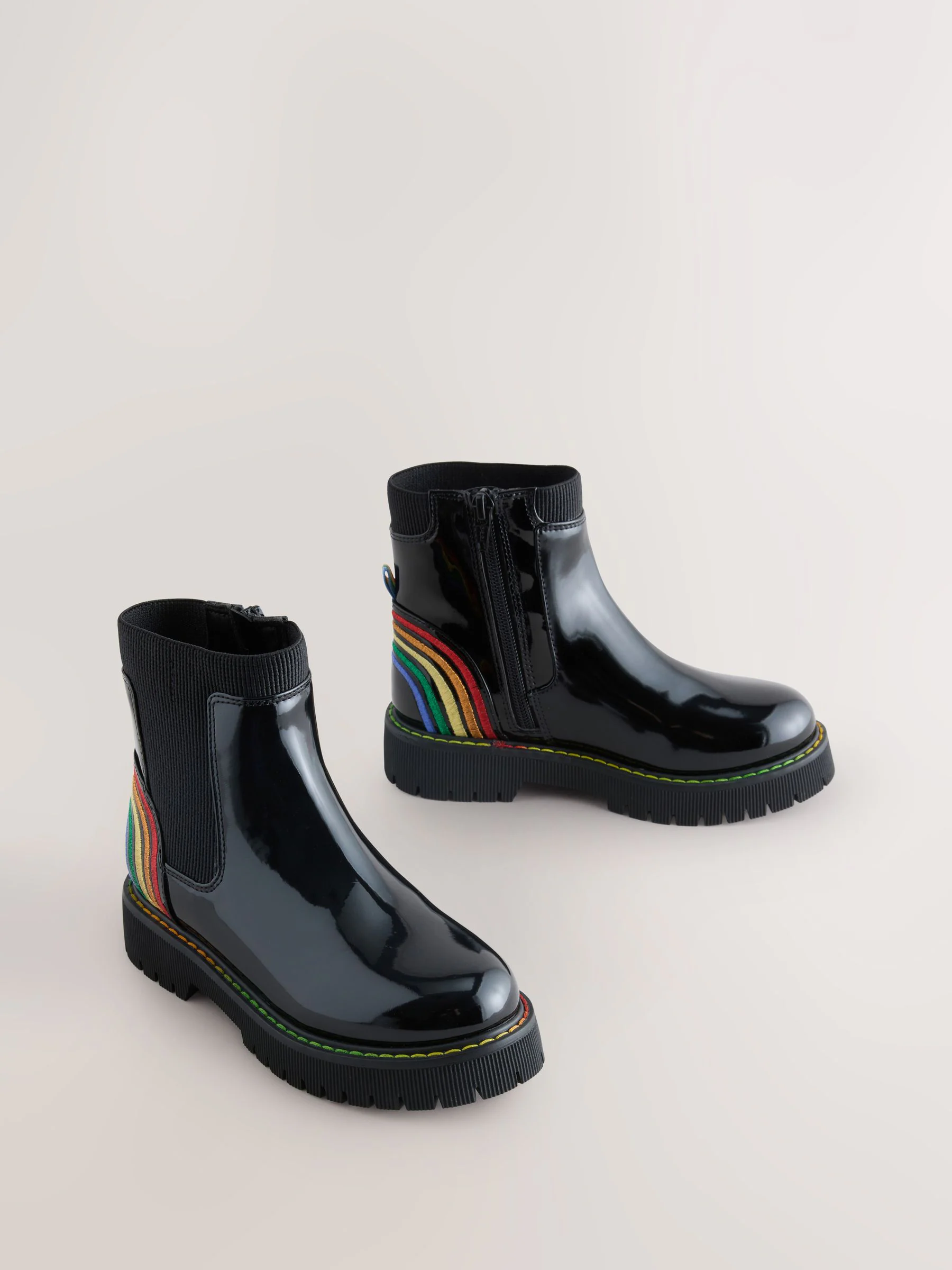 Little Bird by Jools Oliver Rainbow Patent Chunky Chelsea Boots