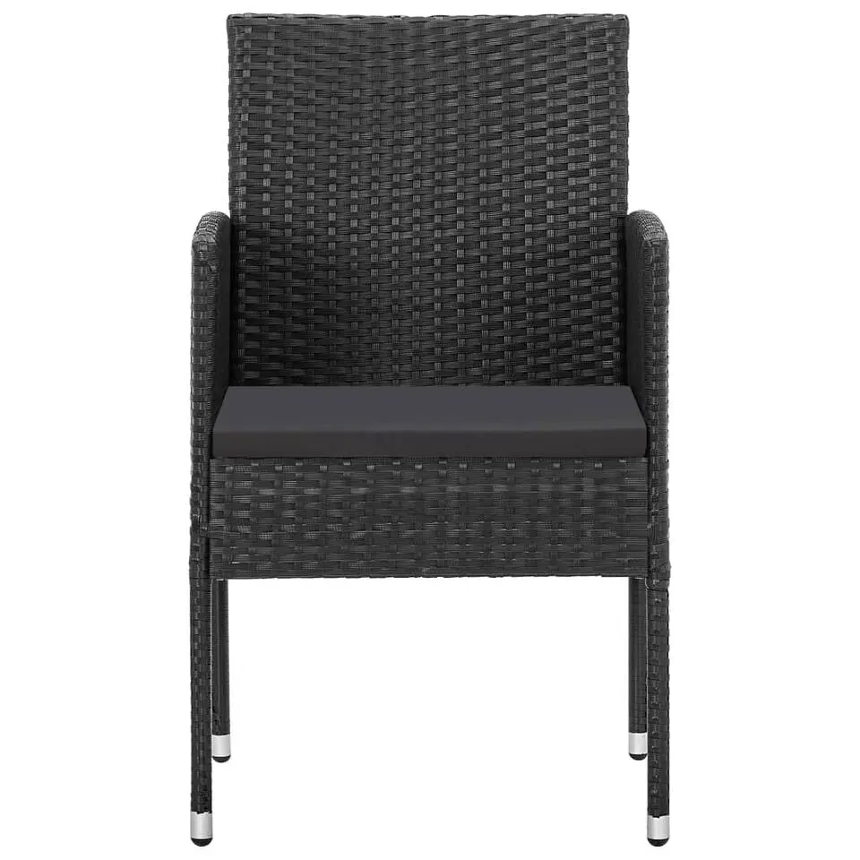 vidaXL - Tuinstoelen - Zwart - Poly rattan - 4 stuks - Met kussens
