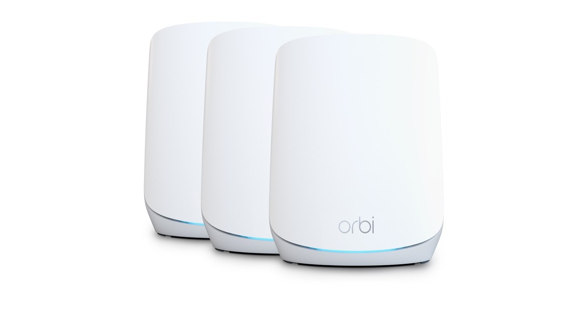 NetgearOrbi RBK763s Tri-band Mesh WiFi 6 Systeem mesh router  (Wit, 1x Orbi-router (RBR760) + 2x Orbi-satelliet (RBS760), Dekking tot 525 m²)