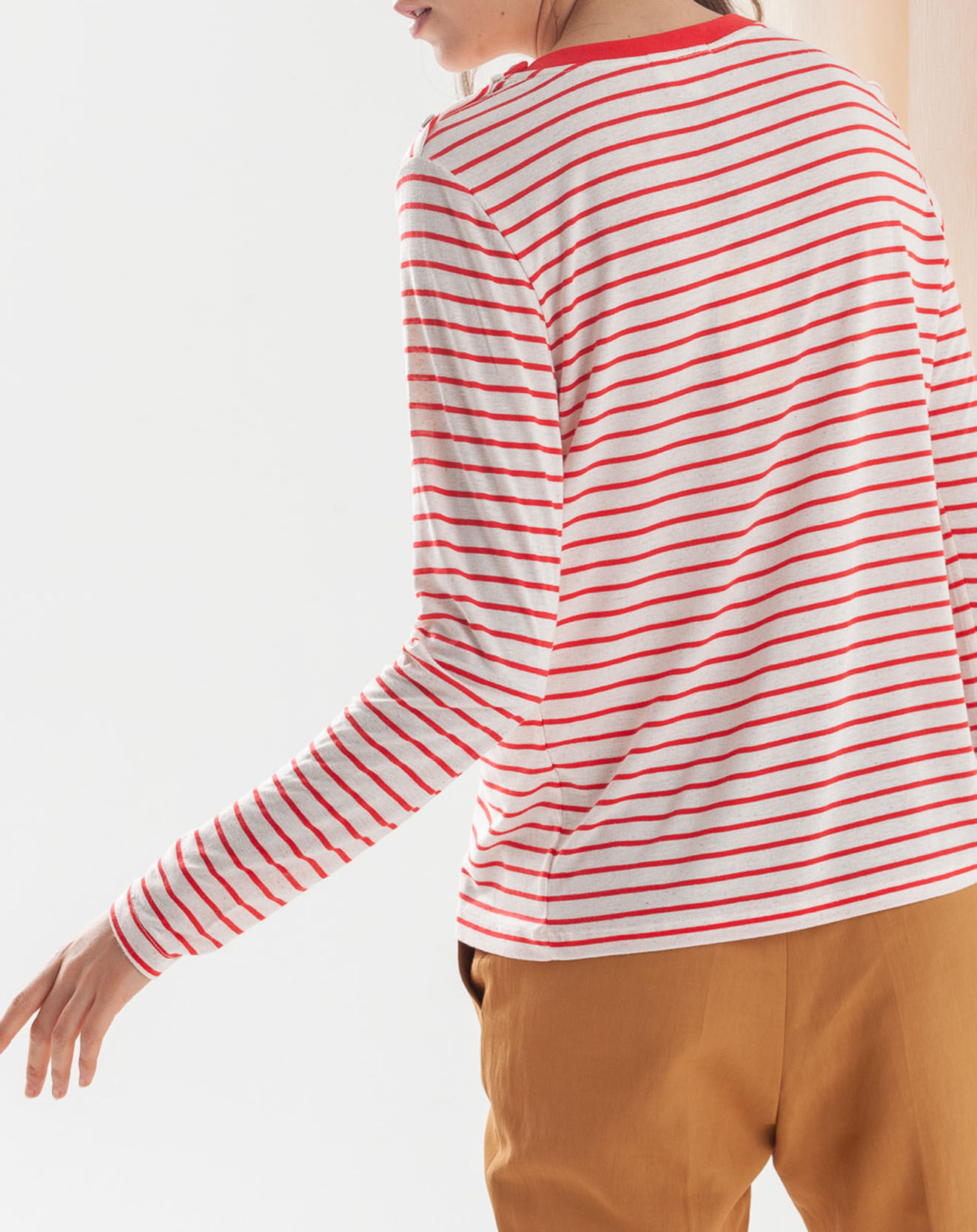 Chloé Stora T-Shirt en Lin mélangé Théodore écru/rouge