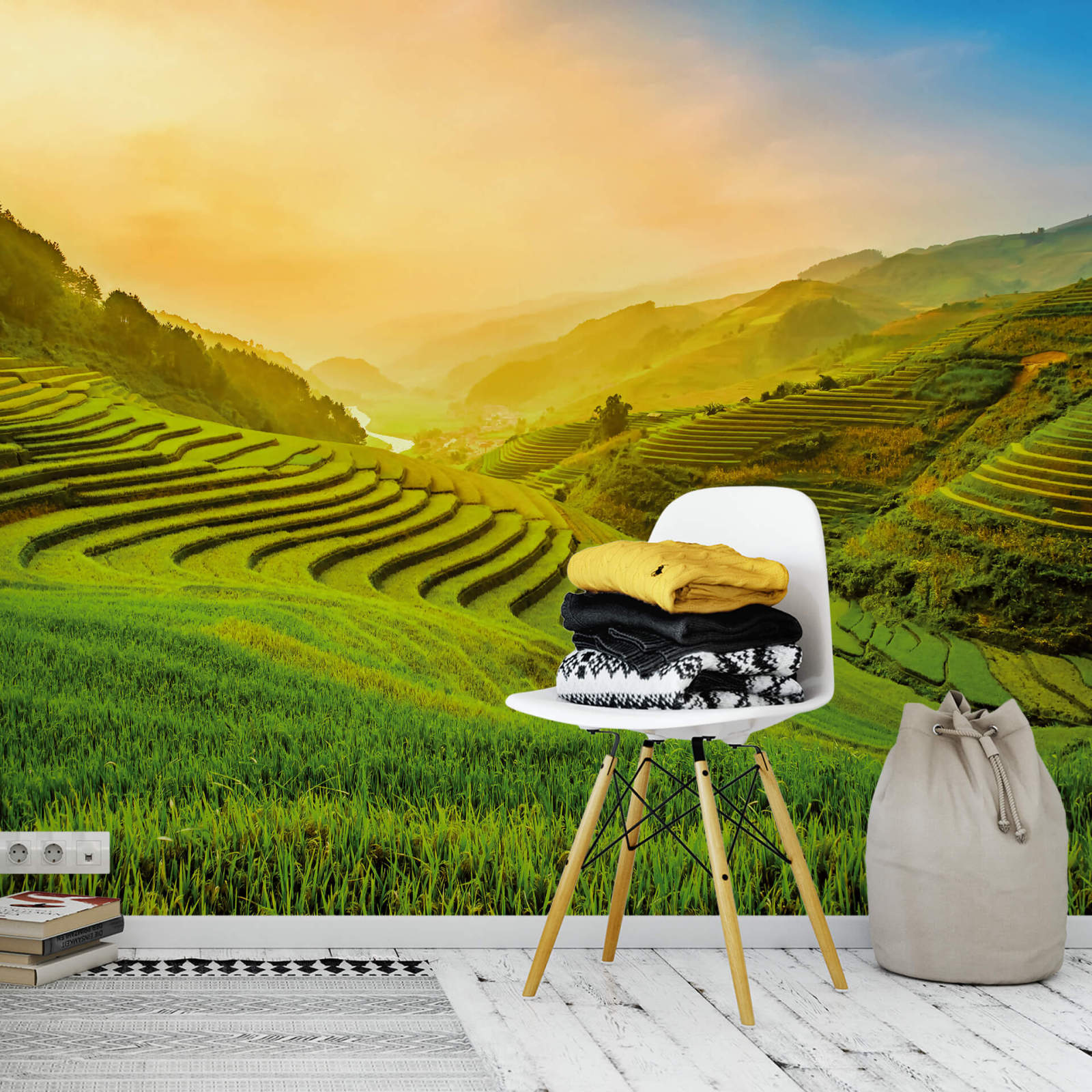Fototapete DESIGNWALLS 2.0 - grün-gelb - Landschaft - 2,6 Meter