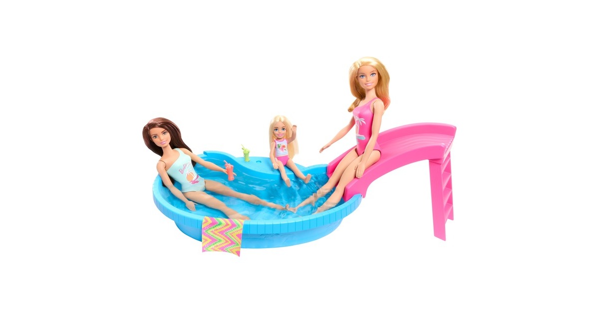 BarbieBlonde pop met zwembad en glijbaan