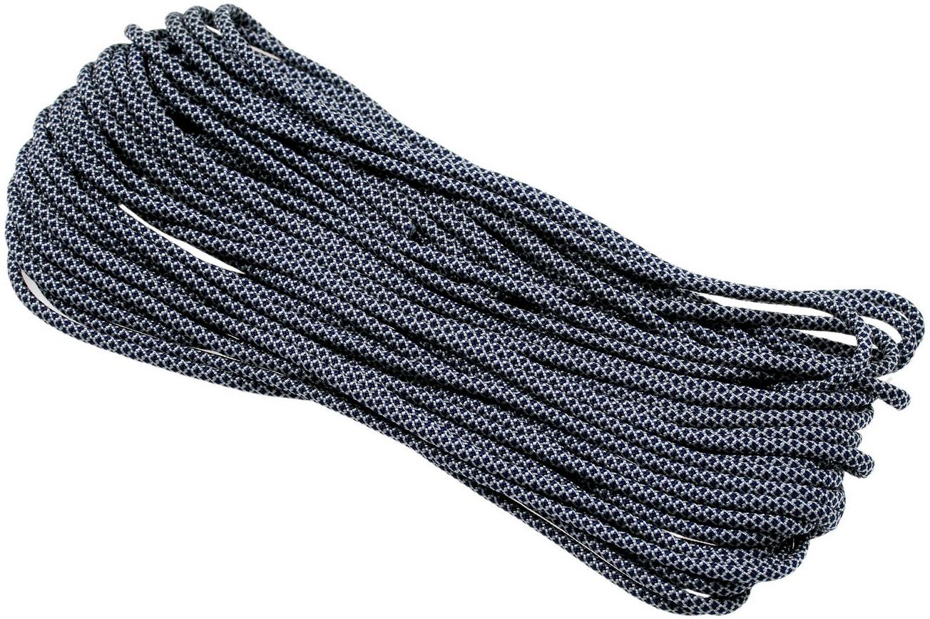 Knivesandtools 550 paracord type III, kleur: cream with midnight blue diamonds - 50 ft (15,24 meter)