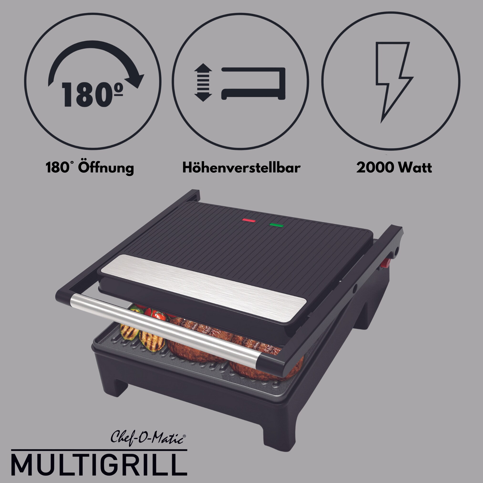 Best Direct® Kontaktgrill - Tischgrill, antihaftbeschichtet, klappbar Chef O Matic Multigrill