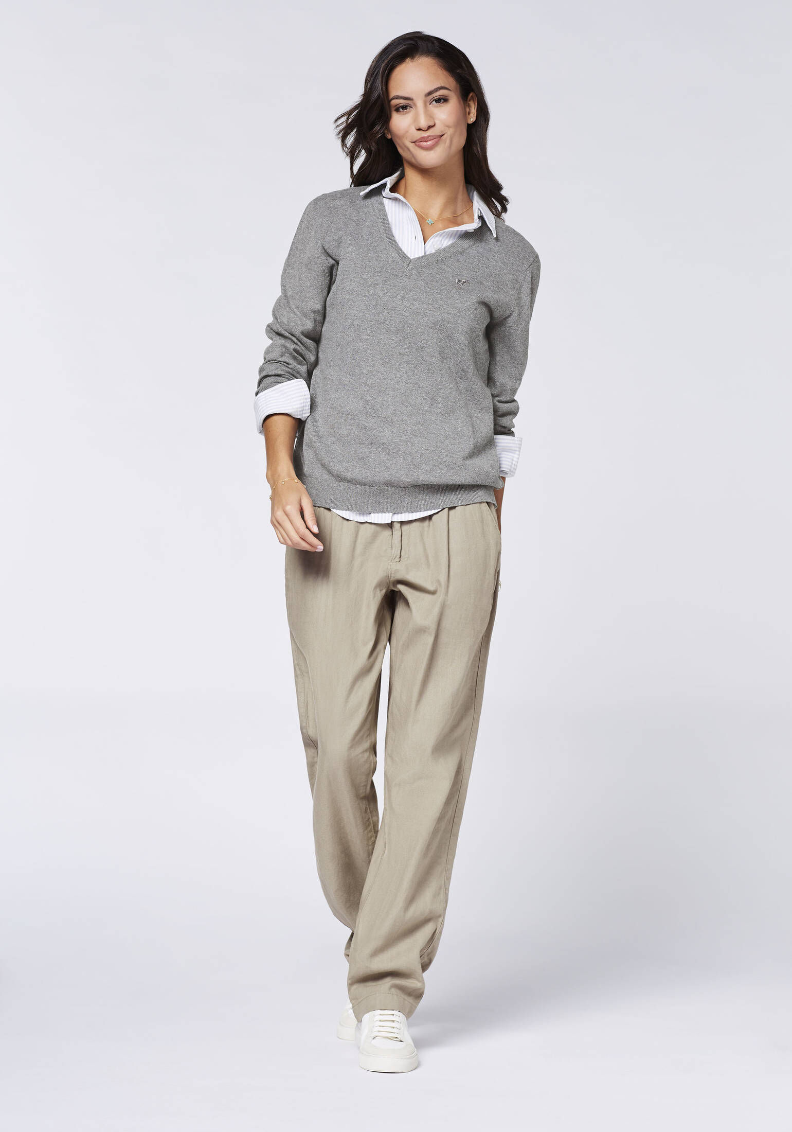 Polo Sylt| Damen Pullover mit Streifen und Logo-Stickerei