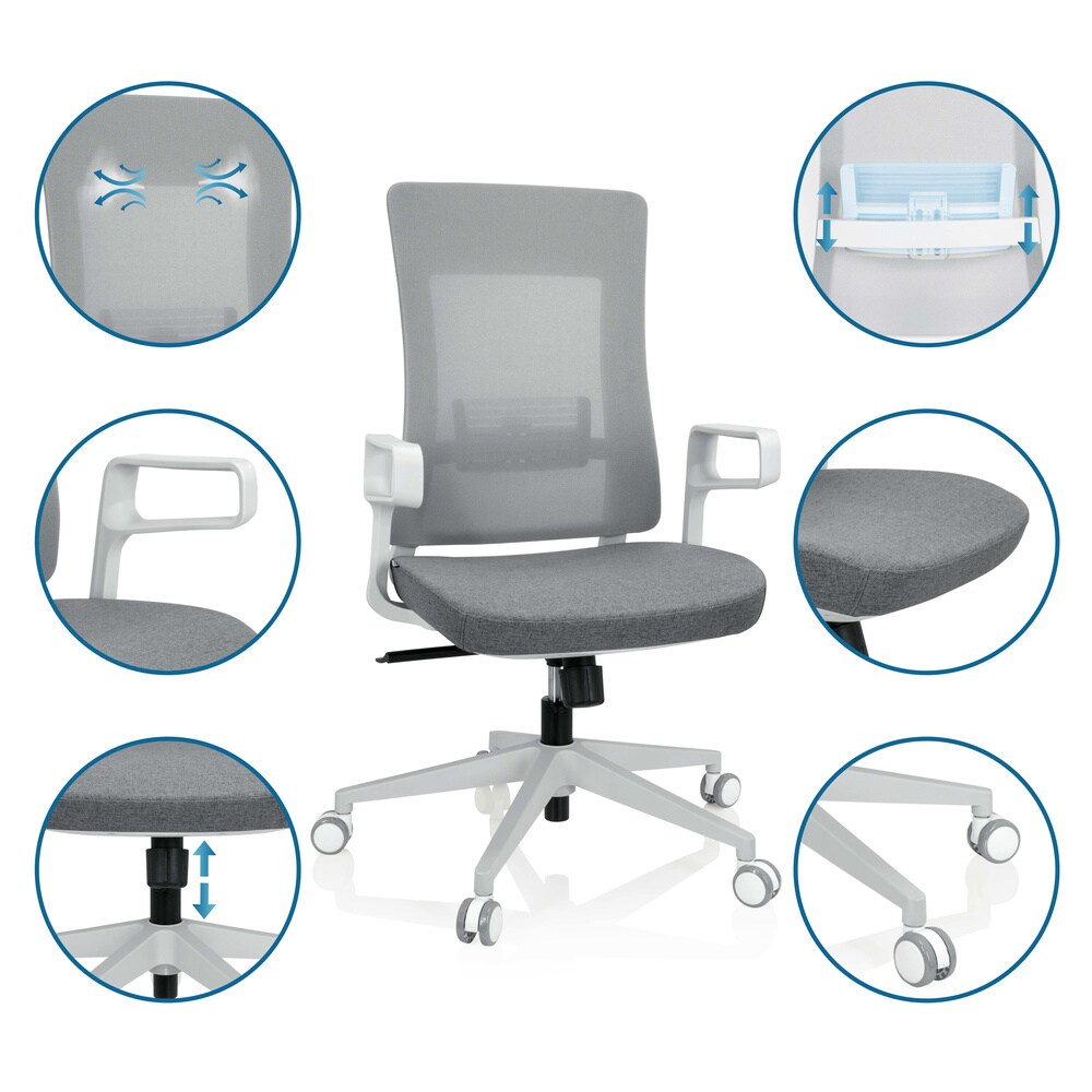 Home Office Bürostuhl COMFIO WM Stoff/Netzstoff mit Armlehnen hjh OFFICE