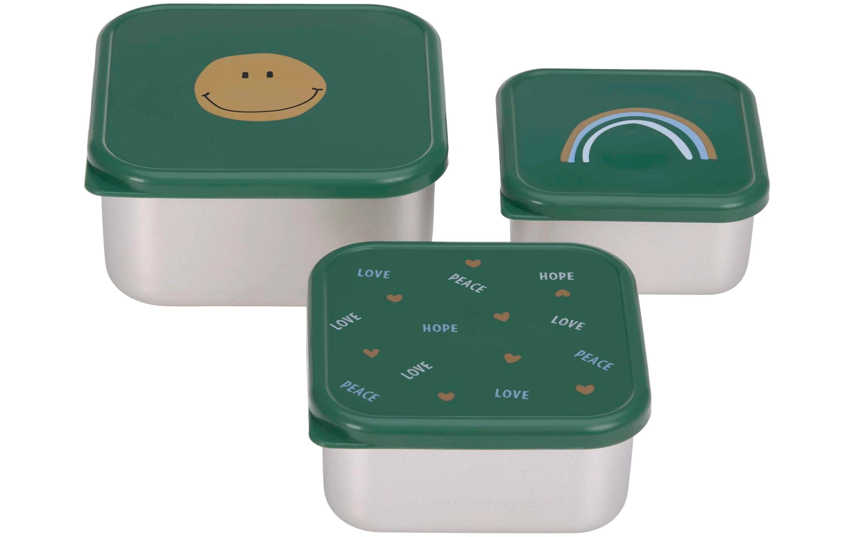 Lunchbox 3er Set Happy Rascals Smile GreenSnackbox aus Edelstahl