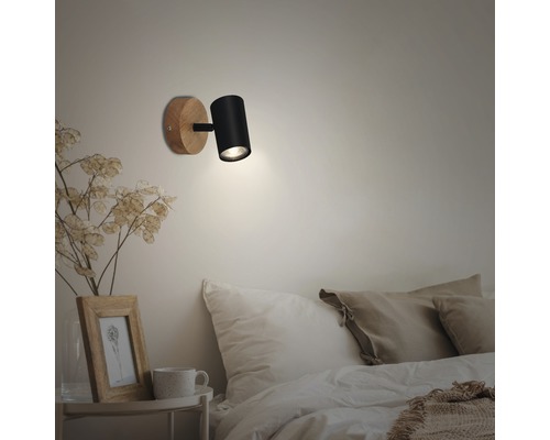 Wandspot 1-lamp HxØ 12x9 cm zwart