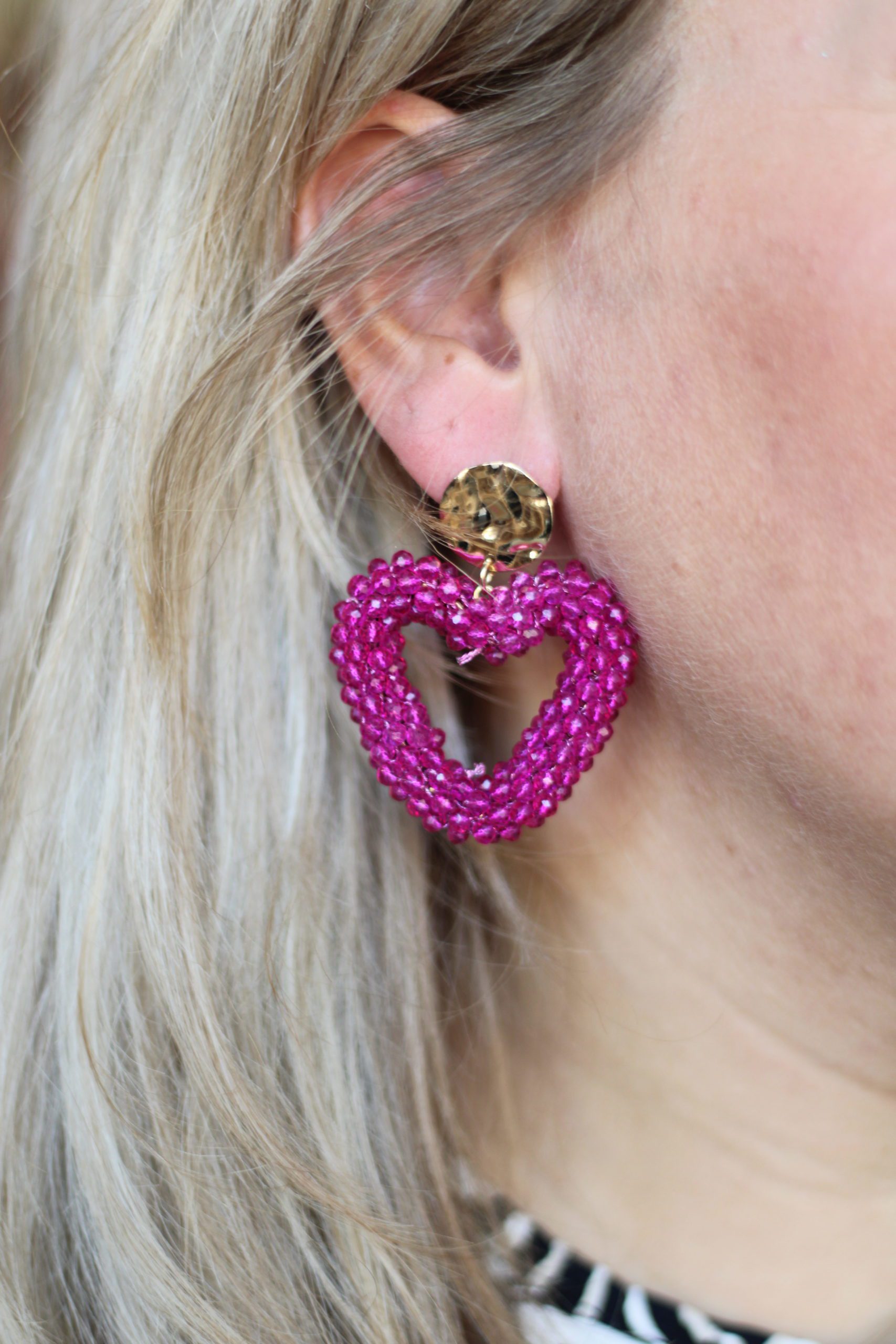 Hartjes Oorbellen Fuchsia - Goud