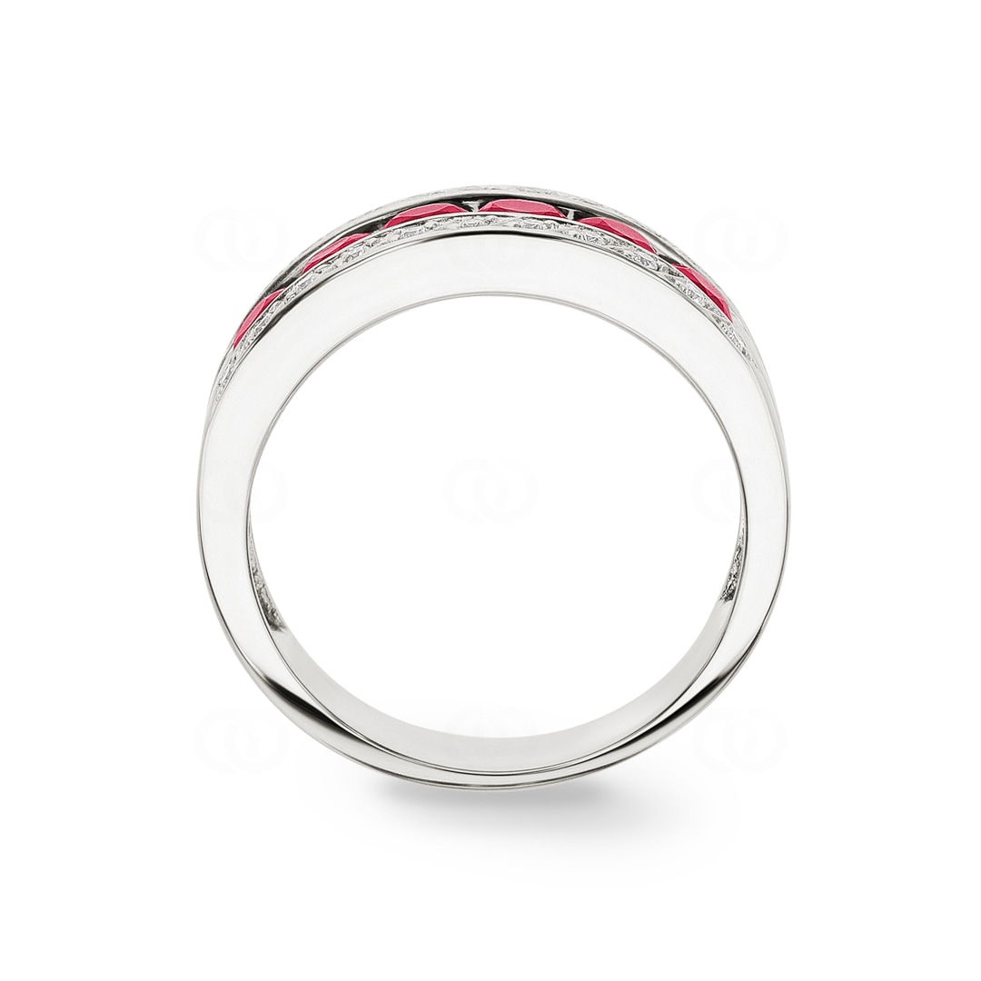 Rubinring 750/18 K Weissgold mit Diamanten 0.14 ct H/si