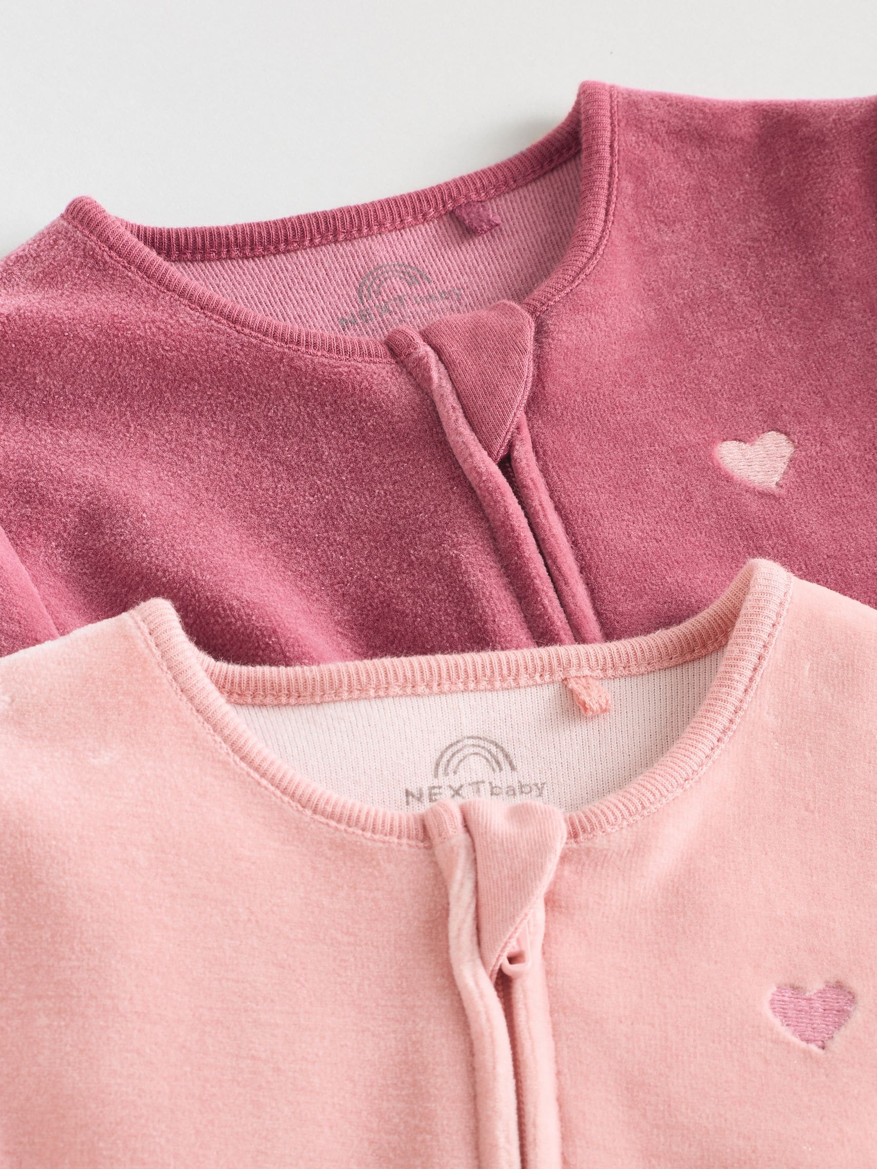 Roze - Velour Baby Sleepsuits 2 Pack (0mths-2yrs)