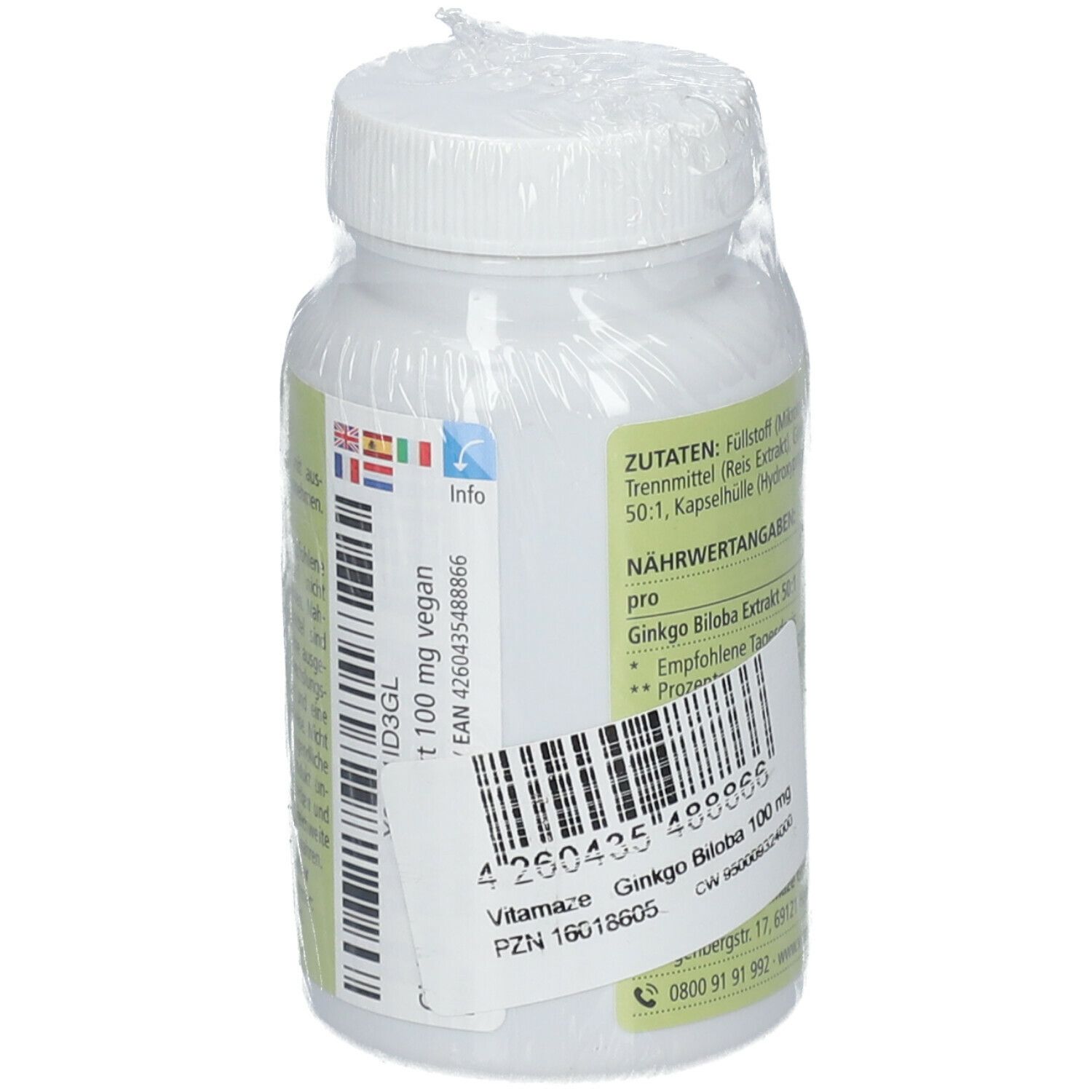 Vitamaze Ginkgo Biloba 100mg Extrakt (50:1) hochdosiert