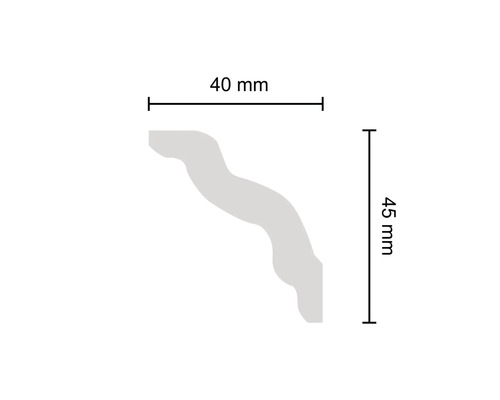 Ricarda XPS zelfklevende wandlijst, 2 stuks, 1,5 m, 40 x 45 mm