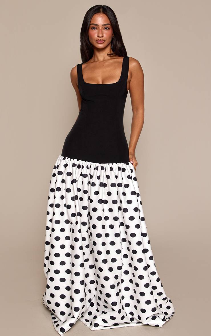 Blanc Robe Maxi À Ourlet Froncé Contrastant En Tissu Tissé Petite