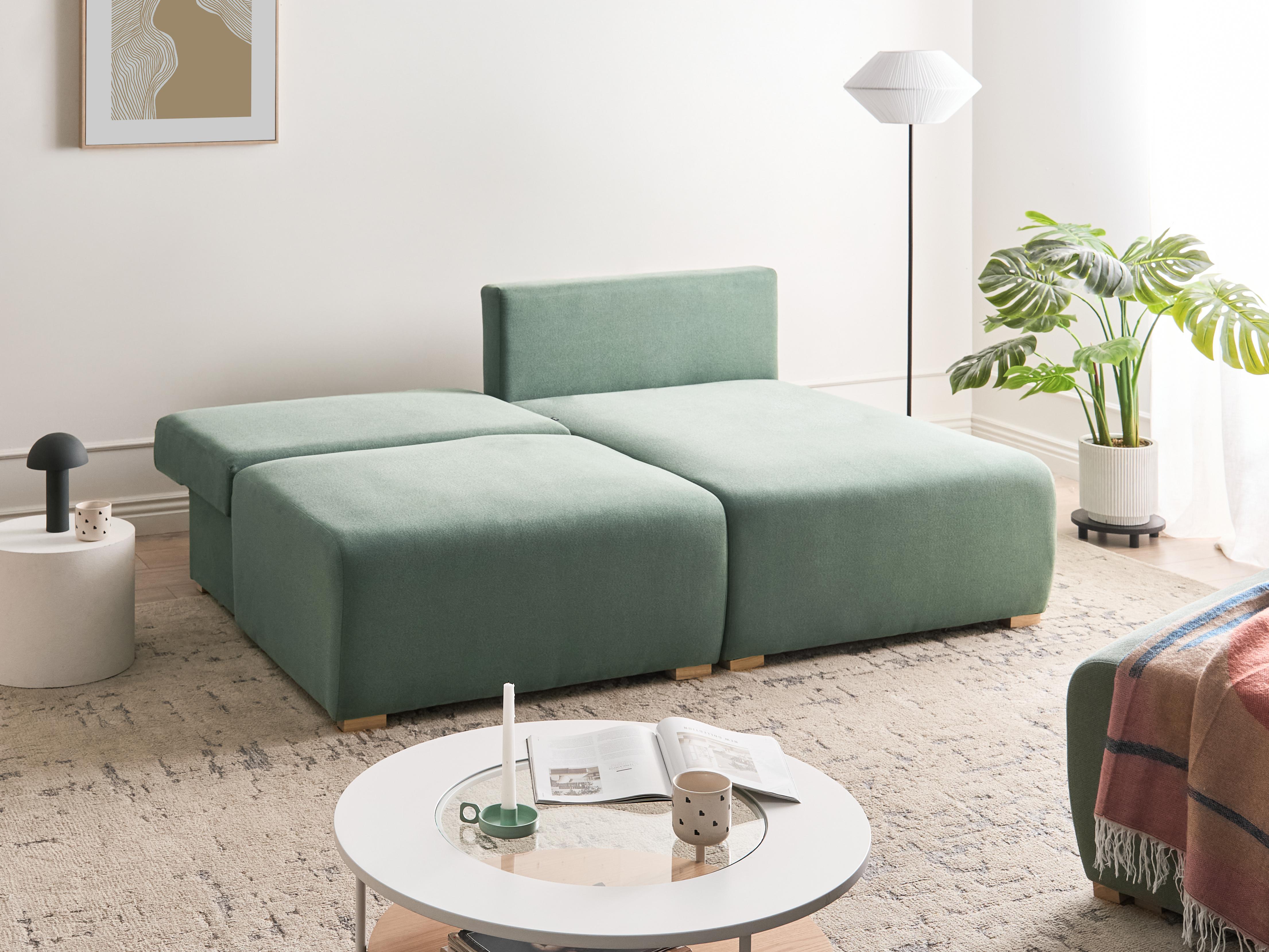 Modulaire hoekbank NERBO Stof Lichtgroen linkszijdig