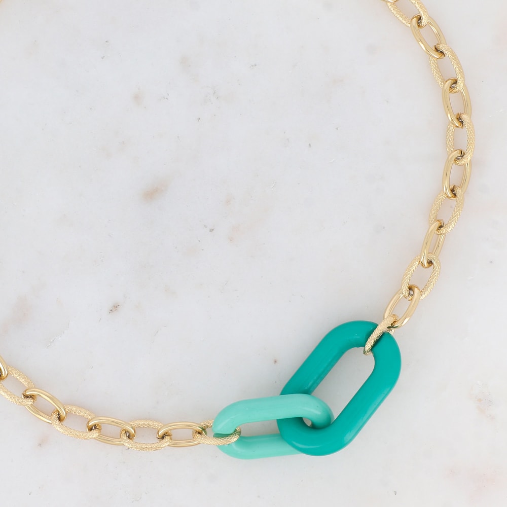 Collier Nadia - Acier inoxydable doré & résine