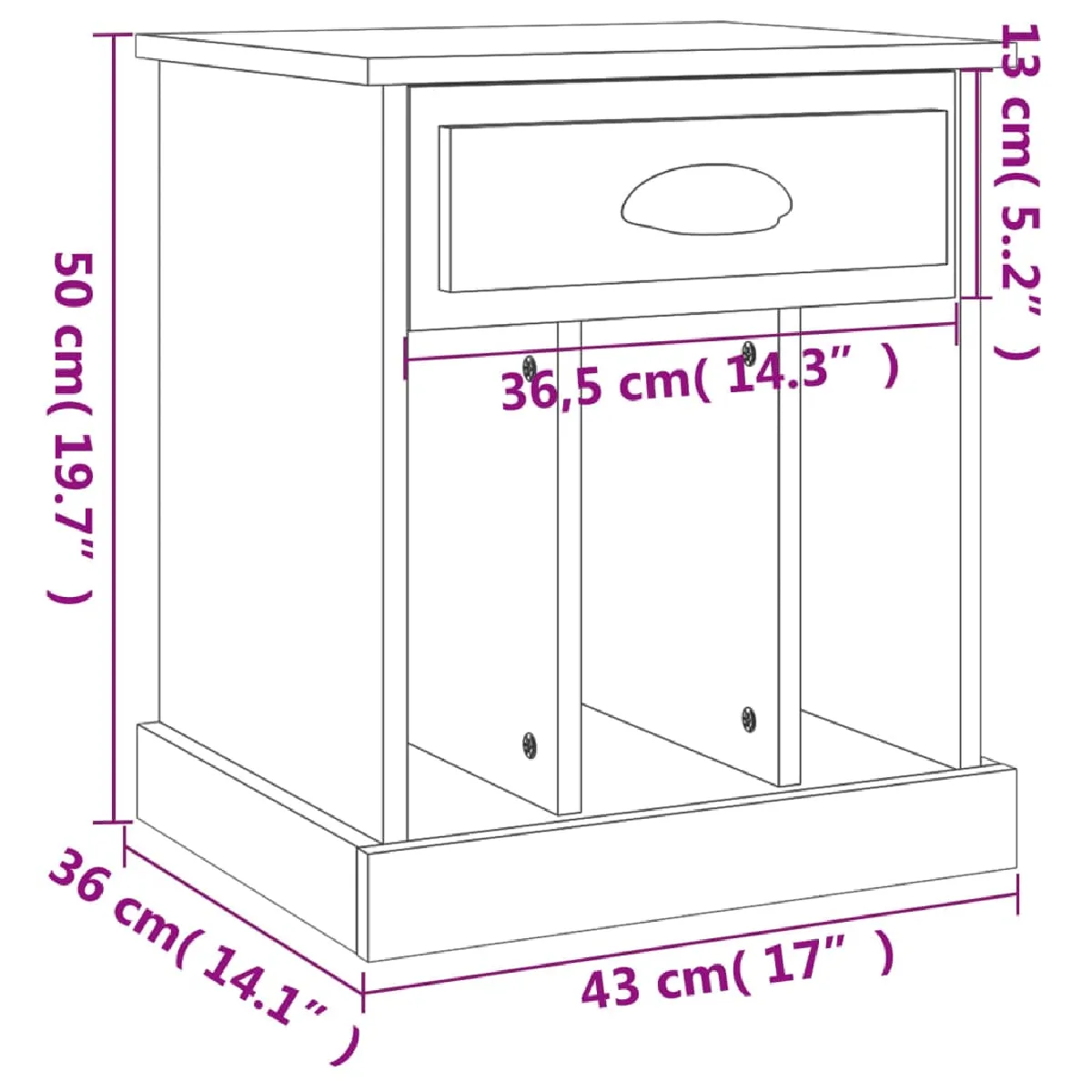VidaXL Table de chevet Gris béton