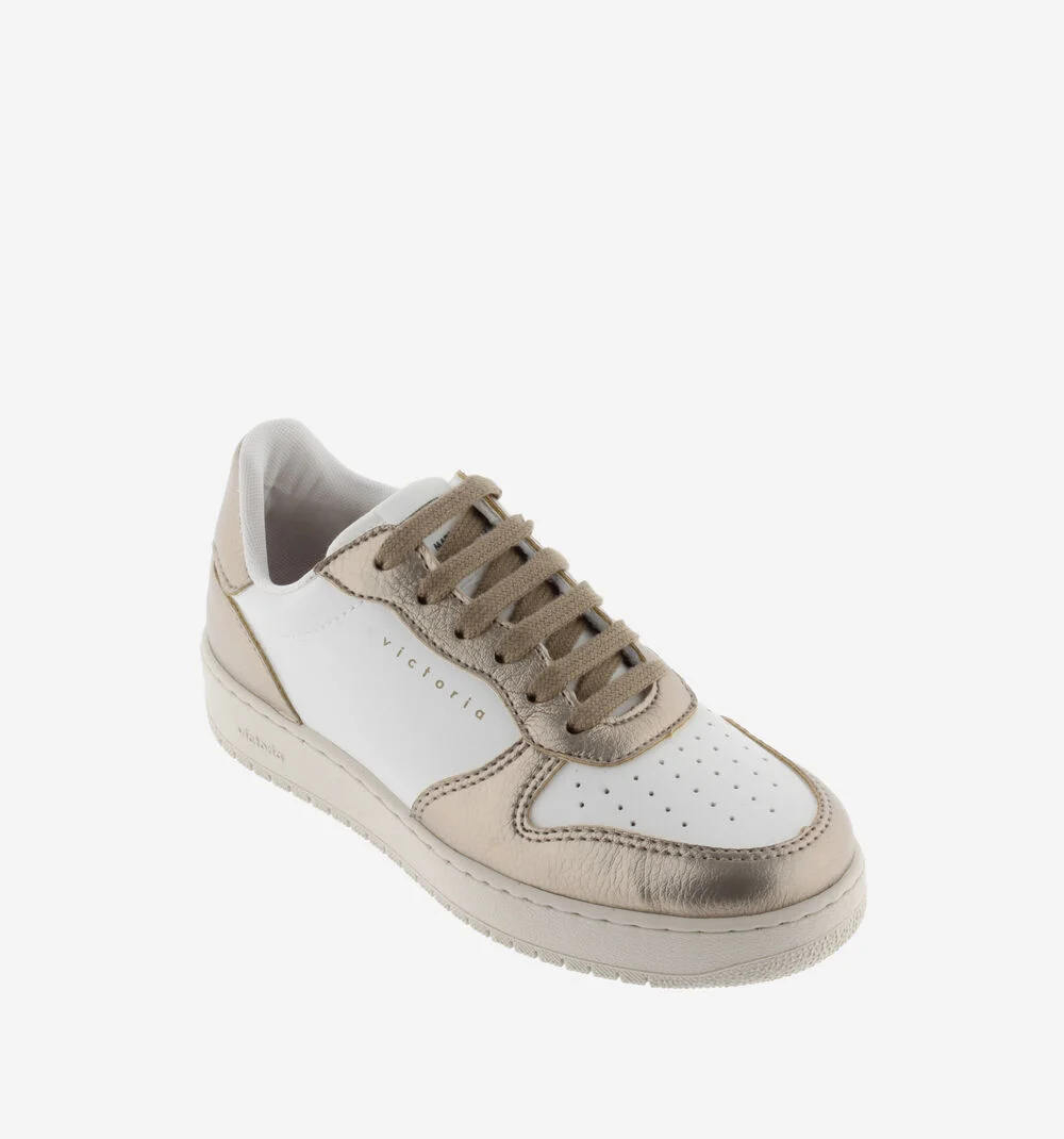 MADRID MÉTAL EFFET CUIR Baskets pour femmes craquelé métallisé PLATINO