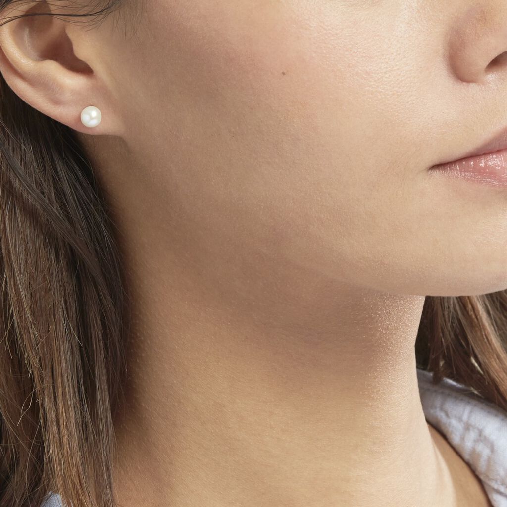 Boucles D'oreilles Puces Suki Or Jaune Perle De Culture