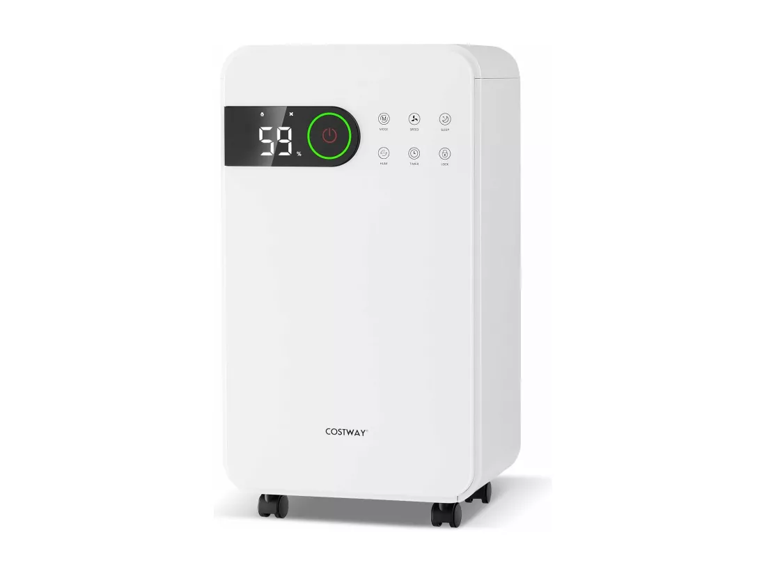 Déshumidificateur Portable 15L/Jour avec Réservoir d'Eau 2L pour jusqu'à 15 m², 2 Vitesses de Ventilation Minuterie 24H 3 Modes 2 façons de Drainage