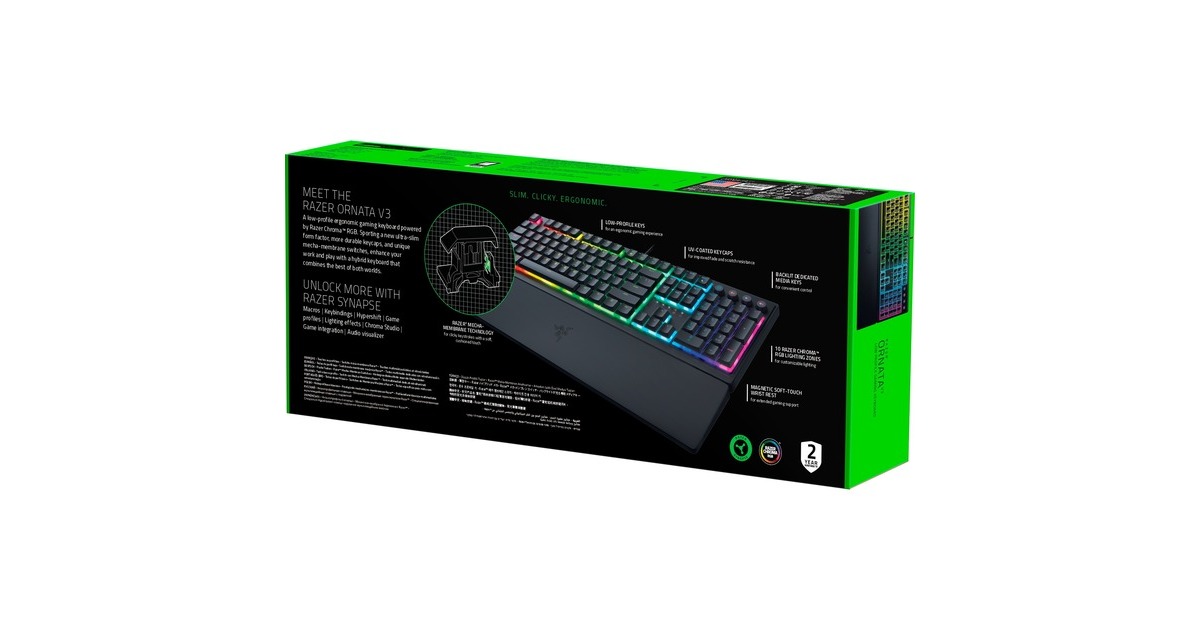 RazerOrnata V3 Low Profile, gaming toetsenbord  (Zwart, US lay-out, Razer Hybrid-Mecha-Membrane, RGB leds, ABS)