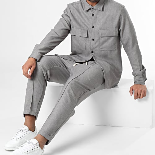 Ensemble Chemise Manches Longues Et Pantalon Jogging Gris
