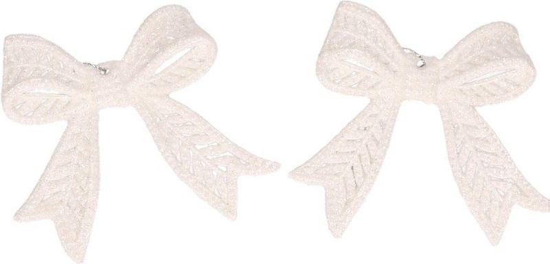 Kersthangers - Strikjes - Wit - 11 cm - Kunststof - Set van 2
